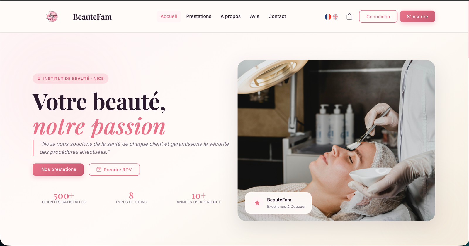 Beautefam - Разработка веб-сайтов с онлайн-бронированием