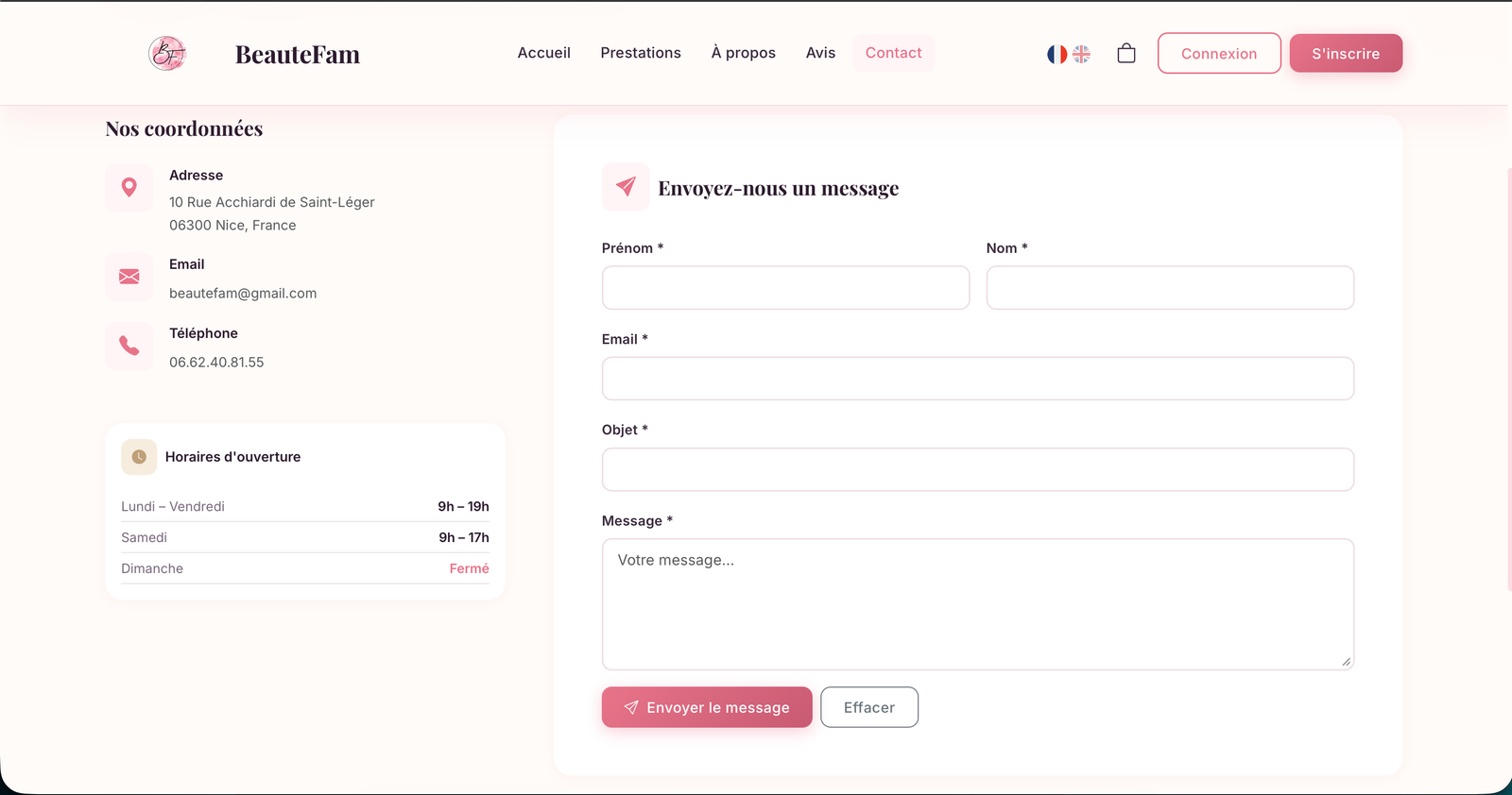 Beautefam - Разработка веб-сайтов с онлайн-бронированием